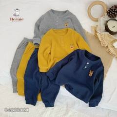 Set bộ quần áo thun dài tay cho bé trai bé gái thêu tuần lộc phong cách hàn quốc bé 1 đến 7 tuổi BERNIE