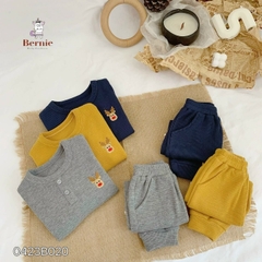 Set bộ quần áo thun dài tay cho bé trai bé gái thêu tuần lộc phong cách hàn quốc bé 1 đến 7 tuổi BERNIE