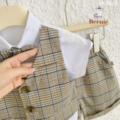 Set bộ quần áo vest set sơ mi ngắn tay công tử bé trai đính nơ rời mặc sinh nhật đi chơi đi tiệc 1 đến 7 tuổi BERNIE