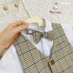 Set bộ quần áo vest set sơ mi ngắn tay công tử bé trai đính nơ rời mặc sinh nhật đi chơi đi tiệc 1 đến 7 tuổi BERNIE