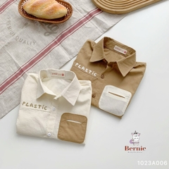 Áo sơ mi túi ngực viền nổi nhiều màu cho bé trai size 1 tuổi tới 7 tuổi Bernie 1223A013