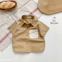 Áo sơ mi túi ngực viền nổi nhiều màu cho bé trai size 1 tuổi tới 7 tuổi Bernie 1223A013