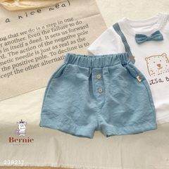 Set bộ quần áo thun ngắn tay công tử đính nơ cho bé trai kiểu hàn quốc mặc sinh nhật thôi nôi 1 đến 7 tuổi BERNIE