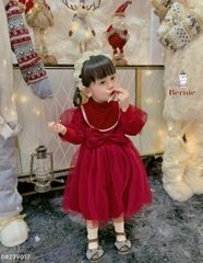 Váy đầm noel giáng sinh lễ tết màu đỏ đi tiệc cho bé gái dáng babydoll nhung mềm BERNIE 1 đến 7 tuổi