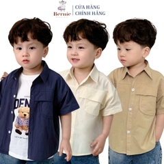 Áo sơ mi túi ngực viền nổi nhiều màu cho bé trai size 1 tuổi tới 7 tuổi Bernie 1223A013