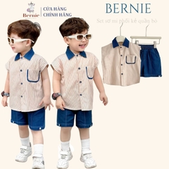 Set sơ mi sát nách phối quần ngắn giả jean cho bé trai đi tiệc đi chơi 8kg đến 25kg BERNIE 0124B12