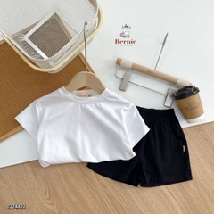 Set áo phông áo thun quần kaki ngắn BERNIE siêu chất trơn màu basic phong cách thời trang hè cho bé từ 9 tới 26kg