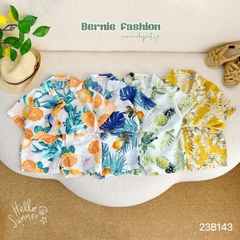 Set sơ mi đũi ngắn tay cho bé trai bé gái đi biển nhiều họa tiết bộ quần áo đi chơi sành điệu 1 đến 7 tuổi BERNIE