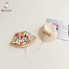 Mũ tai bèo unisex bé trai bé gái 2 mặt dễ thương có dây cho bé 1 đến 6 tuổi BERNIE