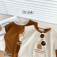 Bộ quần áo thun ba lỗ trà sữa cho bé trai phối quần ngắn phong cách dễ thương 1 đến 7 tuổi BERNIE 0124B34