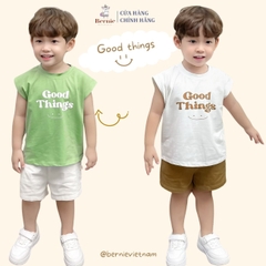 Bộ quần áo thun tanktop ba lỗ kèm quần ngắn kaki bé trai phong cách hàn quốc 1 tới 7 tuổi BERNIE Goodthings