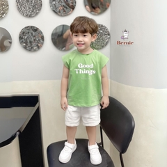 Bộ quần áo thun tanktop ba lỗ kèm quần ngắn kaki bé trai phong cách hàn quốc 1 tới 7 tuổi BERNIE Goodthings