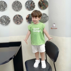 Bộ quần áo thun tanktop ba lỗ kèm quần ngắn kaki bé trai phong cách hàn quốc 1 tới 7 tuổi BERNIE Goodthings