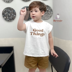 Bộ quần áo thun tanktop ba lỗ kèm quần ngắn kaki bé trai phong cách hàn quốc 1 tới 7 tuổi BERNIE Goodthings