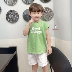 Bộ quần áo thun tanktop ba lỗ kèm quần ngắn kaki bé trai phong cách hàn quốc 1 tới 7 tuổi BERNIE Goodthings