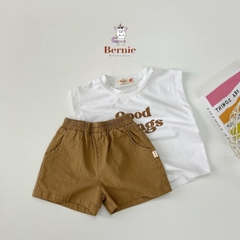Bộ quần áo thun tanktop ba lỗ kèm quần ngắn kaki bé trai phong cách hàn quốc 1 tới 7 tuổi BERNIE Goodthings