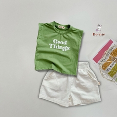 Bộ quần áo thun tanktop ba lỗ kèm quần ngắn kaki bé trai phong cách hàn quốc 1 tới 7 tuổi BERNIE Goodthings