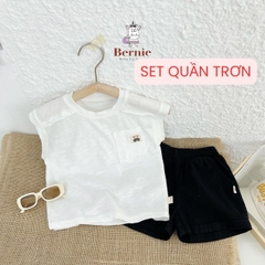 Bộ quần áo thun tanktop ba lỗ kèm quần kaki ngắn cho bé trai phong cách hàn quốc 1 tới 7 tuổi BERNIE