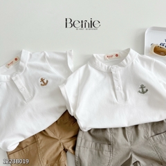 Set bộ thun polo bé trai cổ trụ thêu mỏ neo phong cách Hàn quốc kèm quần short ngắn sành điệu 1 đến 7 tuổi BERNIE 1223B019