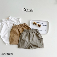 Set bộ thun polo bé trai cổ trụ thêu mỏ neo phong cách Hàn quốc kèm quần short ngắn sành điệu 1 đến 7 tuổi BERNIE 1223B019