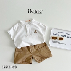 Set bộ thun polo bé trai cổ trụ thêu mỏ neo phong cách Hàn quốc kèm quần short ngắn sành điệu 1 đến 7 tuổi BERNIE 1223B019