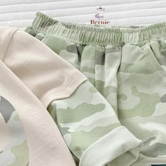 Set đồ bộ thun dài tay khủng long chất cotton cho bé trai họa tiết loang màu phối tay cho bé 1 đến 7 tuổi BERNIE 0723B007
