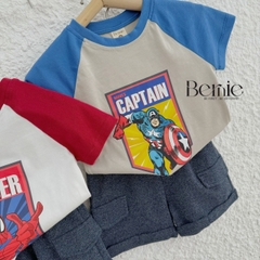 Set bộ cho bé trai in hình siêu nhân áo thun zaclang và quần short ngắn cho bé từ 1 đến 7 tuổi BERNIE 1123B025