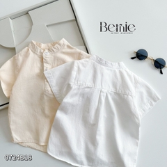 Set sơ mi đũi kaki trắng công tử ngắn cho bé trai màu trắng màu be bộ đồ sành điệu 1 đến 7 tuổi BERNIE