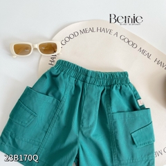 Quần short kaki cho bé trai 2 túi hộp quần ngố dáng lửng màu xanh từ 1 đến 7 tuổi BERNIE