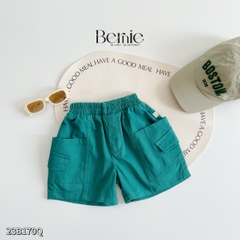 Quần short kaki cho bé trai 2 túi hộp quần ngố dáng lửng màu xanh từ 1 đến 7 tuổi BERNIE
