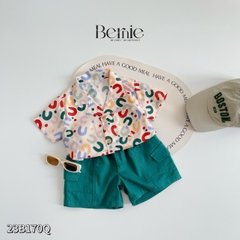 Quần short kaki cho bé trai 2 túi hộp quần ngố dáng lửng màu xanh từ 1 đến 7 tuổi BERNIE