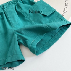 Quần short kaki cho bé trai 2 túi hộp quần ngố dáng lửng màu xanh từ 1 đến 7 tuổi BERNIE