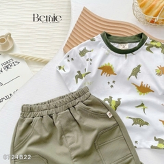 Set bé trai ngắn bernie họa tiết khủng long phong cách hàn quốc cho bé trai size 1 đến 7 tuổi BERNIE 0724B22
