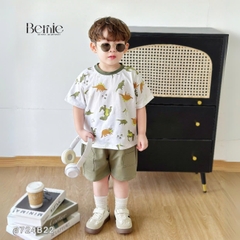 Set bé trai ngắn bernie họa tiết khủng long phong cách hàn quốc cho bé trai size 1 đến 7 tuổi BERNIE 0724B22