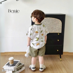 Set bé trai ngắn bernie họa tiết khủng long phong cách hàn quốc cho bé trai size 1 đến 7 tuổi BERNIE 0724B22