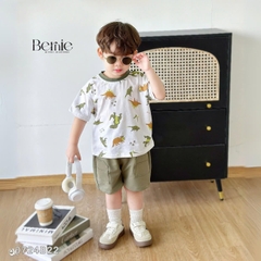 Set bé trai ngắn bernie họa tiết khủng long phong cách hàn quốc cho bé trai size 1 đến 7 tuổi BERNIE 0724B22