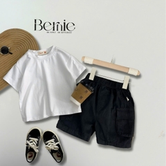 Set áo phông áo thun quần kaki ngắn BERNIE siêu chất trơn màu basic phong cách thời trang hè cho bé từ 9 tới 26kg