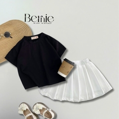 Set váy áo thun kèm chân váy xếp ly ngắn cho bé gái đi học đi chơi phong cách hàn quốc 1 tới 7t BERNIE