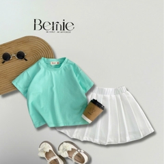 Set váy áo thun kèm chân váy xếp ly ngắn cho bé gái đi học đi chơi phong cách hàn quốc 1 tới 7t BERNIE