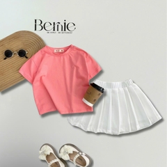 Set váy áo thun kèm chân váy xếp ly ngắn cho bé gái đi học đi chơi phong cách hàn quốc 1 tới 7t BERNIE