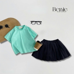 Set váy áo thun kèm chân váy xếp ly ngắn cho bé gái đi học đi chơi phong cách hàn quốc 1 tới 7t BERNIE