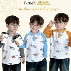 Áo thun áo polo tay dài họa tiết khủng long nhiều màu cho bé trai size 1 đến 7 tuổi BERNIE 0624A36