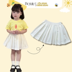 Bán rời Áo thun ngắn tay in gấu rời chân váy xếp ly tenis bé gái mặc nhà đi học từ 9 đến 25kg Bernie