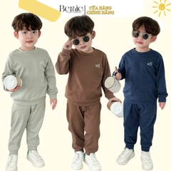 Set bộ thun  bozip dài tay thêu ngực cho bé trai phong cách hàn quốc size 1 đến 7 tuổi BERNIE 0724B04