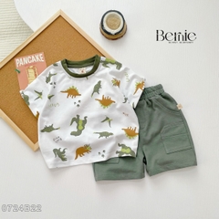Set bé trai ngắn bernie họa tiết khủng long phong cách hàn quốc cho bé trai size 1 đến 7 tuổi BERNIE 0724B22