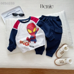Set bộ thun dài tay raplang siêu nhân người nhện cho bé trai đi chơi đi học 1 đến 7 tuổi BERNIE 0524B28