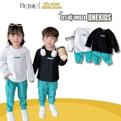 Set bộ thun tay dài unisex chất cotton họa tiết in chữ cho bé trai bé gái size 1đến 7 tuổi BERNIE 0624B05