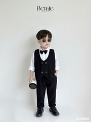 Set bộ vest gile công tử dài bé trai kèm nơ màu đen thôi nôi sinh nhật 1 đến 7 tuổi Bernie 0624B08
