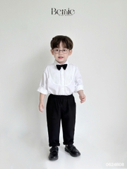 Set bộ vest gile công tử dài bé trai kèm nơ màu đen thôi nôi sinh nhật 1 đến 7 tuổi Bernie 0624B08