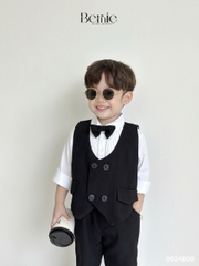 Set bộ vest gile công tử dài bé trai kèm nơ màu đen thôi nôi sinh nhật 1 đến 7 tuổi Bernie 0624B08